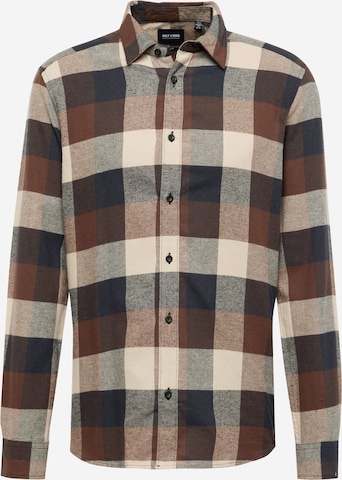 Only & Sons Slim fit Button Up Shirt 'Gudmund' in Brown: front