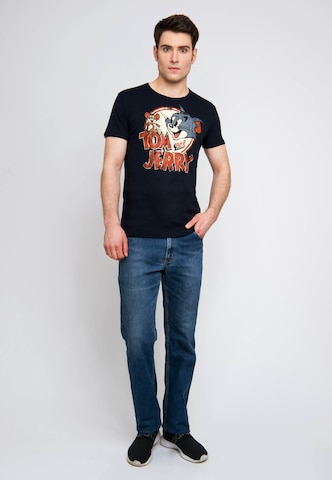 LOGOSHIRT Cooles T-Shirt mit 'Tom & Jerry'-Print in Blau