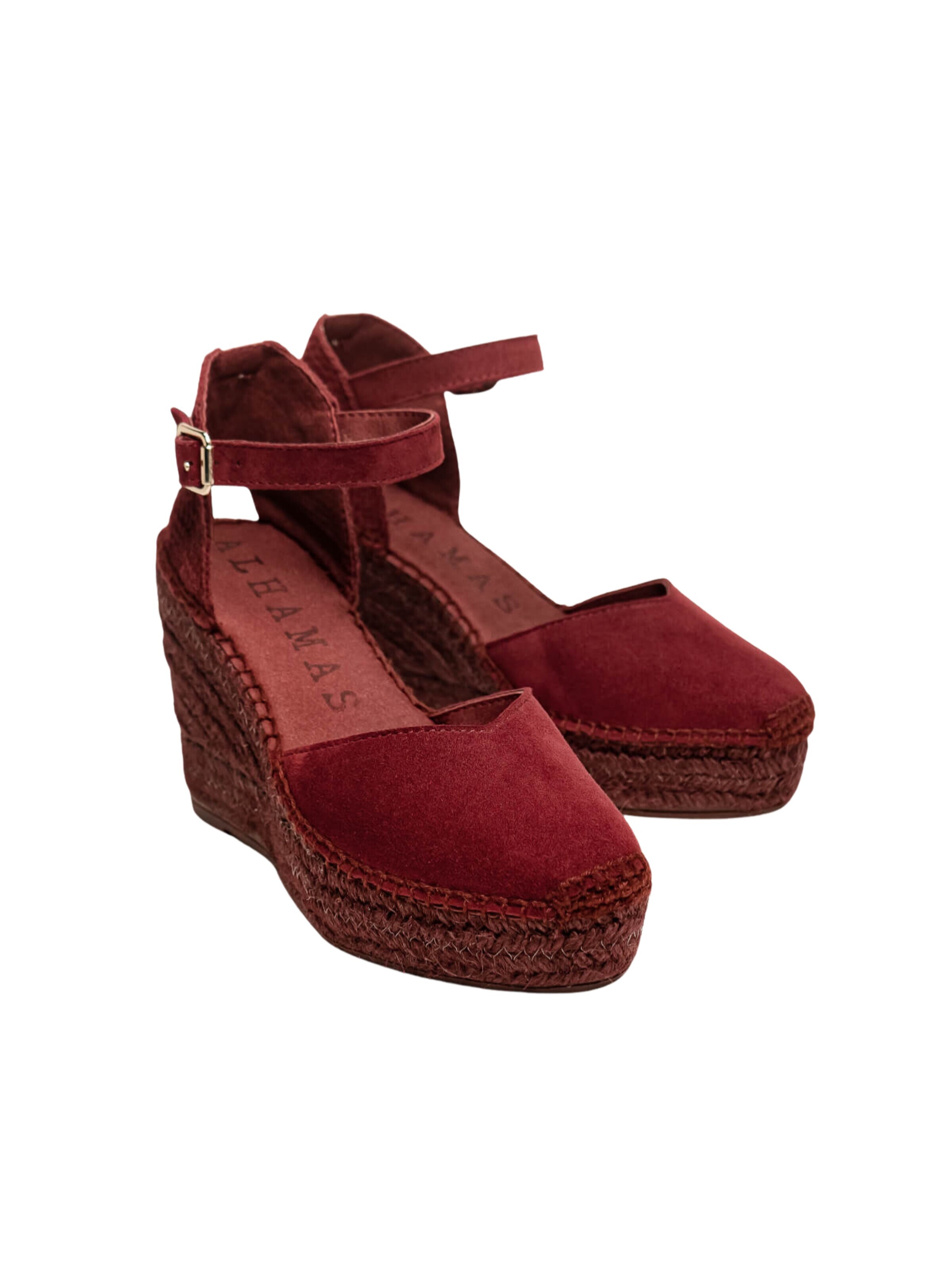 Alhamas Slingpumps 'Alpargata Cuña 10 cm Ante' in Rood