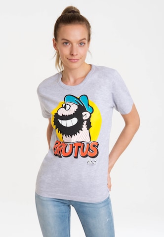LOGOSHIRT Shirt 'Popeye - Brutus Popart' in Grijs: voorkant