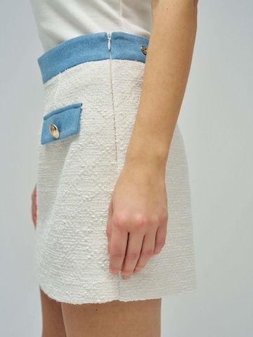 Salsa Jeans Slimfit Hose 'Tweed Skort With Denim Belt'‌‌‌‌‌‌‌ in Weiß