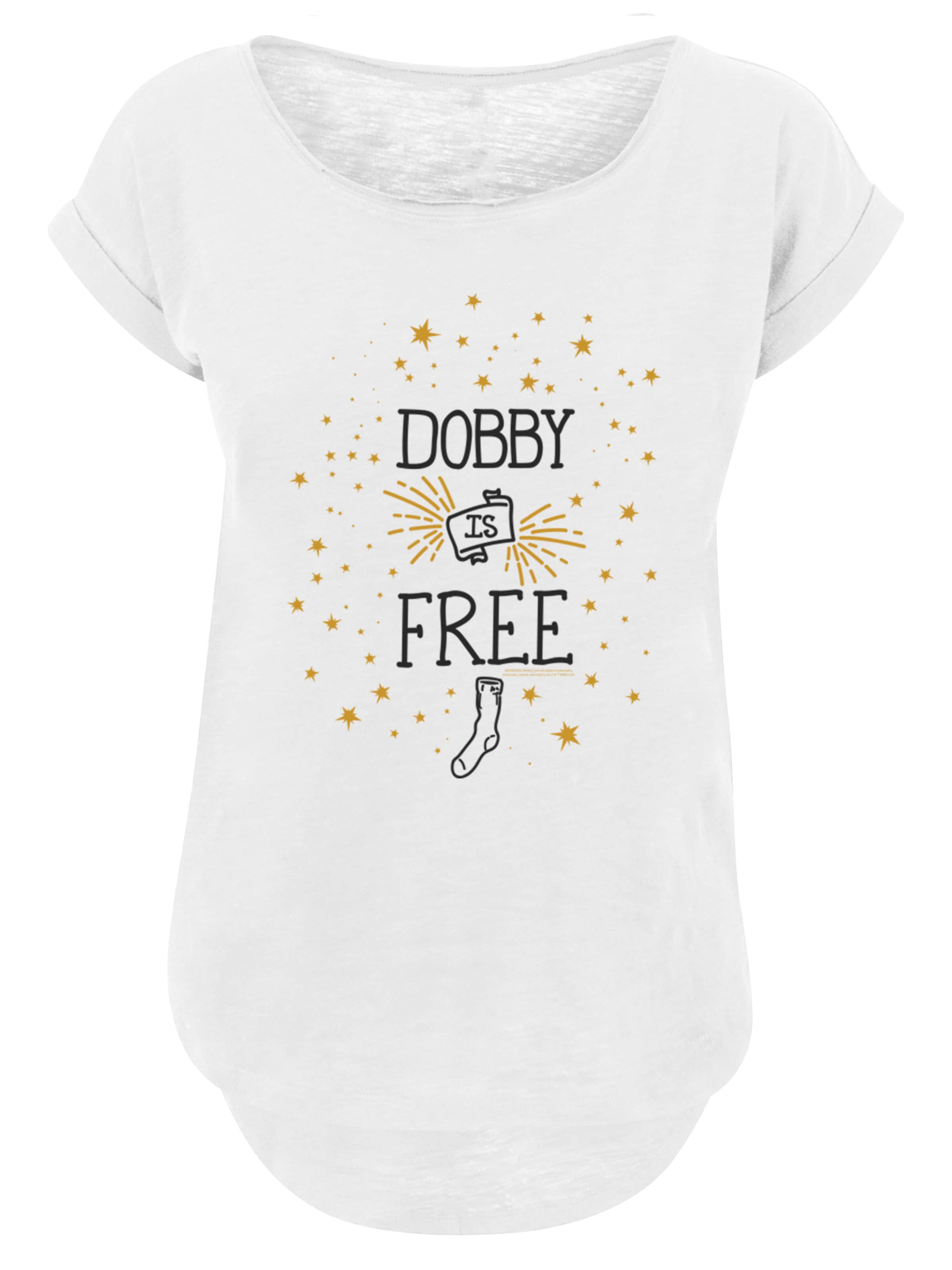 F4NT4STIC T-Shirt 'Harry Potter Dobby Is Free' in gold / schwarz / weiß, Produktansicht