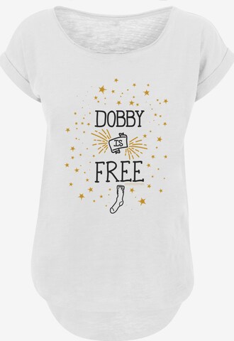 Maglietta 'Harry Potter Dobby Is Free' di F4NT4STIC in bianco: frontale
