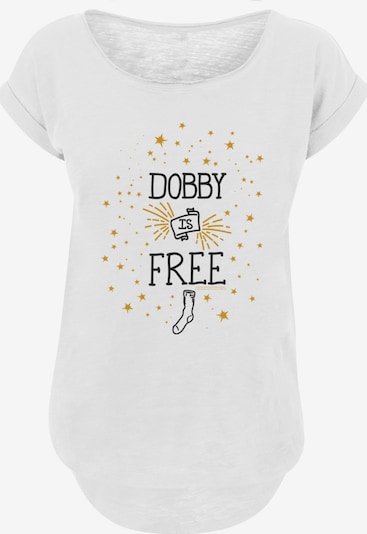 F4NT4STIC T-Shirt 'Harry Potter Dobby Is Free' in gold / schwarz / weiß, Produktansicht