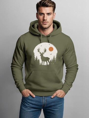 Neverless Sweatshirt 'Wald Hirsch' in Green