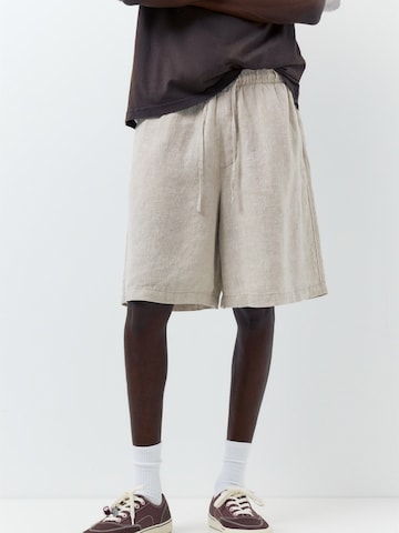 Pull&Bear Bő szár Nadrág - bézs: elől