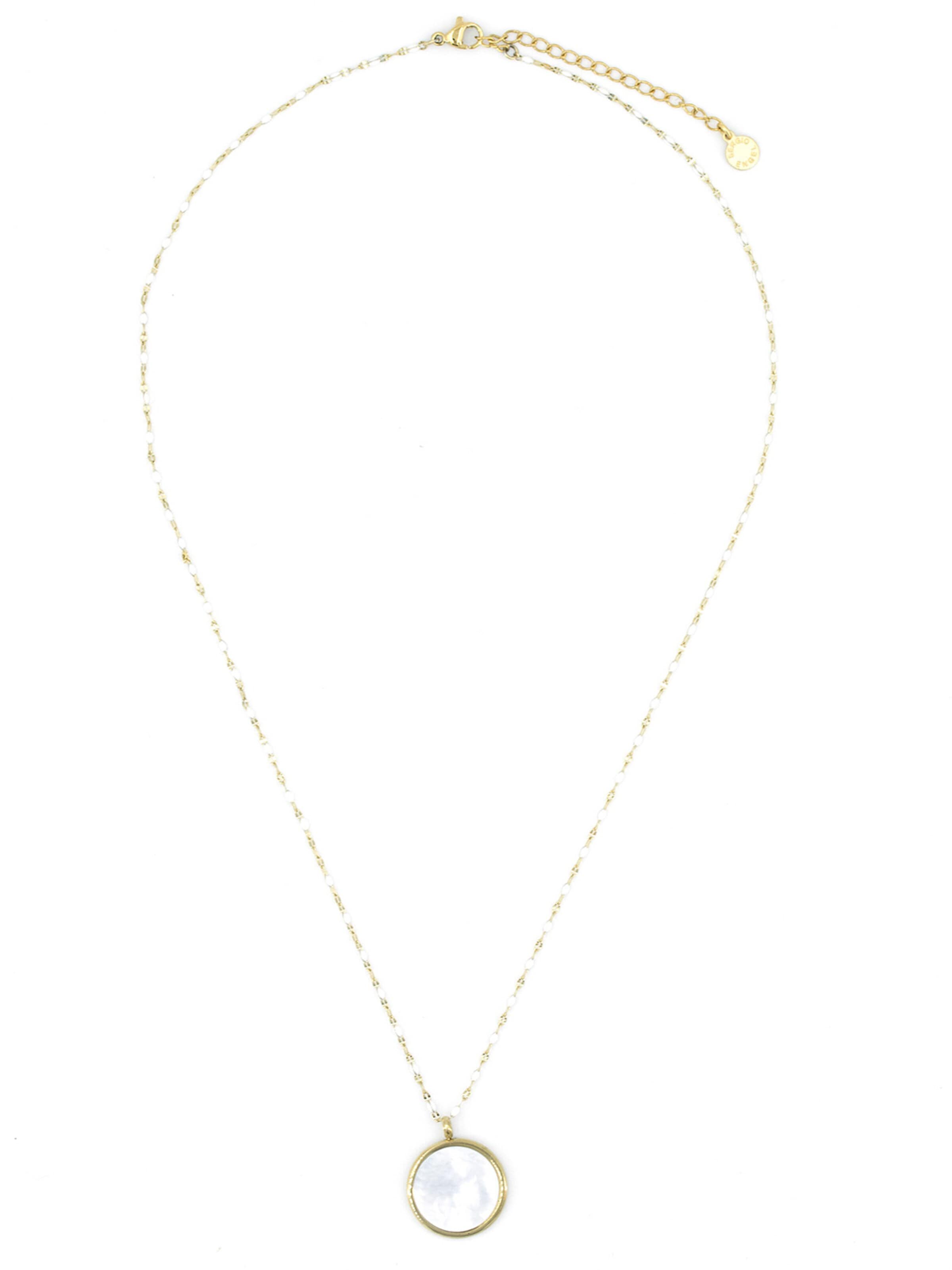 Sergio Engel Necklace 'Beach Kette 03 Vergoldete farbig akzentuierte Edelstahlkette mit Natursteinanhänger' in White: front
