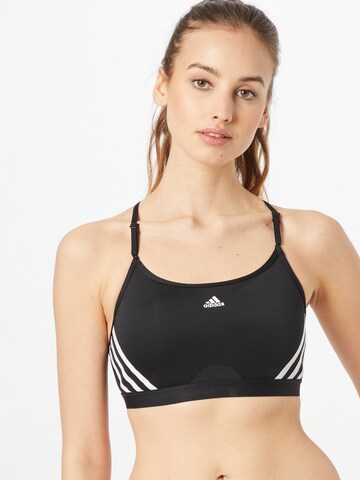 ADIDAS SPORTSWEAR Бюстье Спортивный бюстгальтер 'Aeroreact Light-Support 3-Stripes' в Черный: спереди
