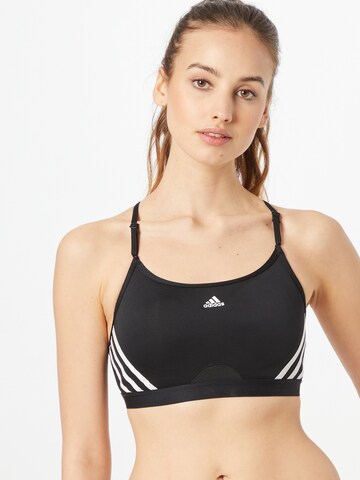 melns ADIDAS SPORTSWEAR Bezvīļu Sporta krūšturis 'Aeroreact Light-Support 3-Stripes': no priekšpuses