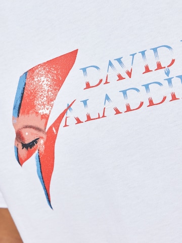 Maglietta 'David Bowie Aladdin Sane' di Recovered in bianco