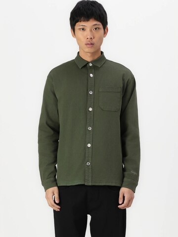 Denim Project Regular Fit Hemd 'Stitch' in Grün: Vorderseite