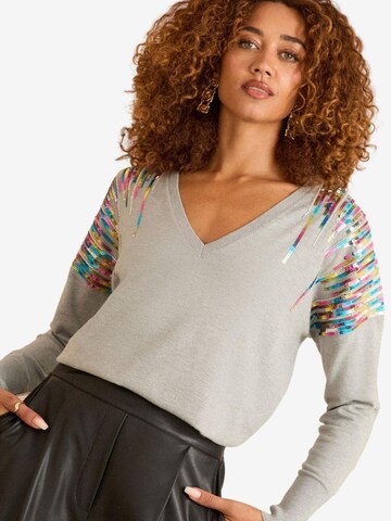 love & roses - Pullover em cinzento: frente