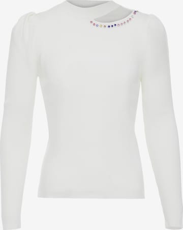 swirly Sweater in White: front