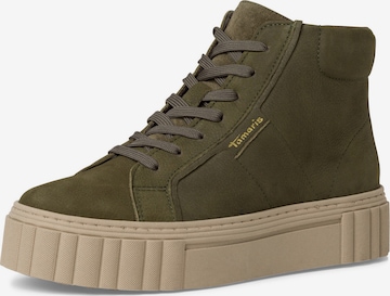 TAMARIS Lace-Up Ankle Boots in Green: front