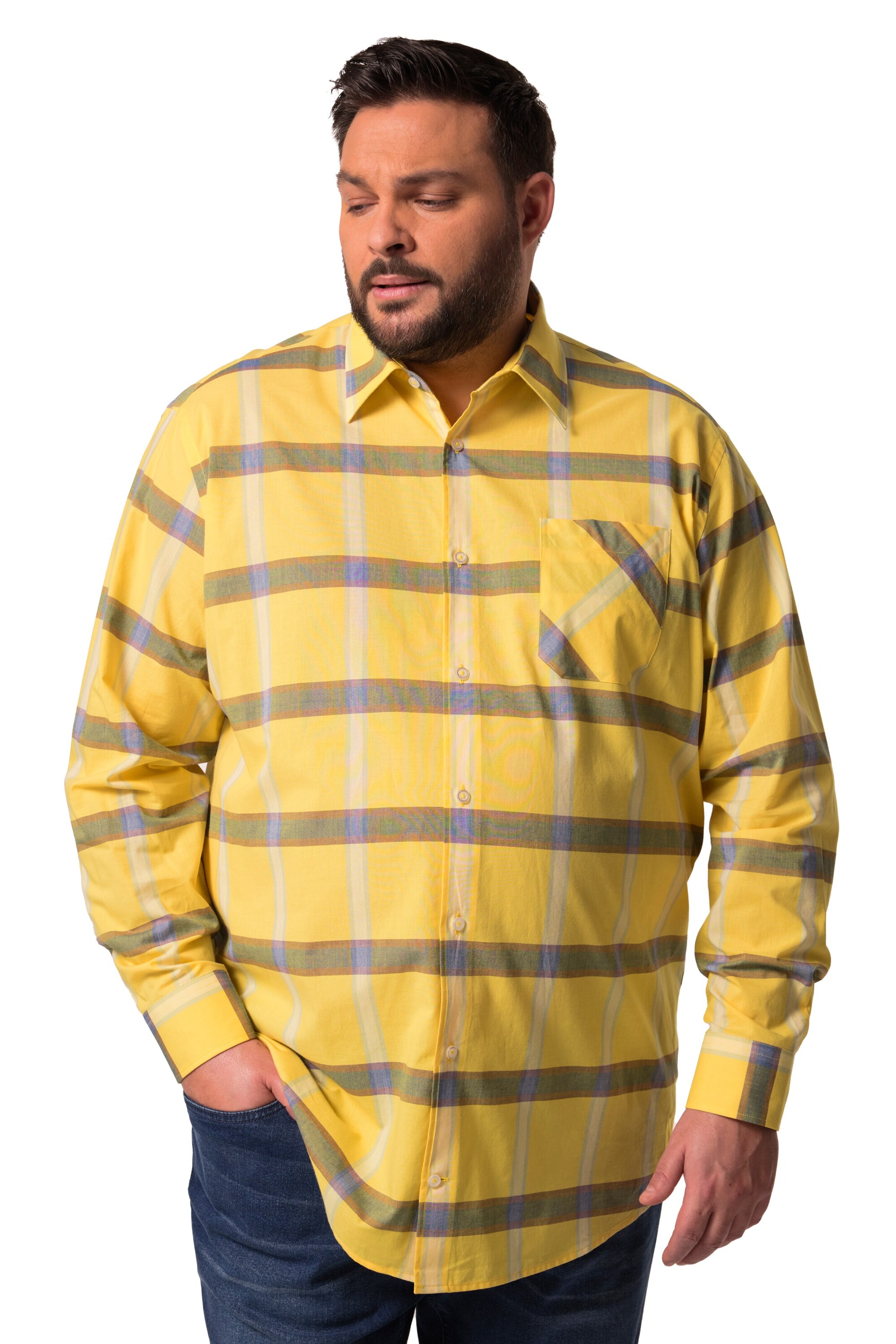 Men Plus Regular Fit Hemd in Gelb: Vorderseite