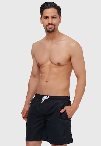 INDICODE JEANS Board Shorts in Black: front