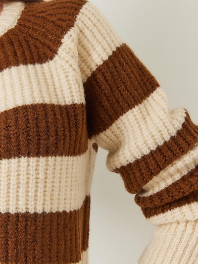 Bianco Lucci Strickjacke in creme / schoko, Produktansicht