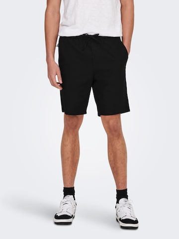 Only & Sons Regular Pants 'Linus' in Black: front