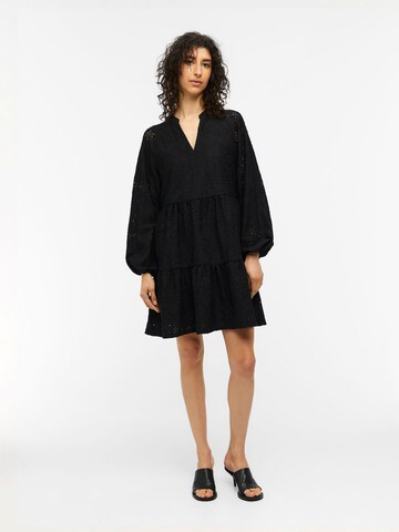 OBJECT - Vestido 'Broderie Anglaise' em preto