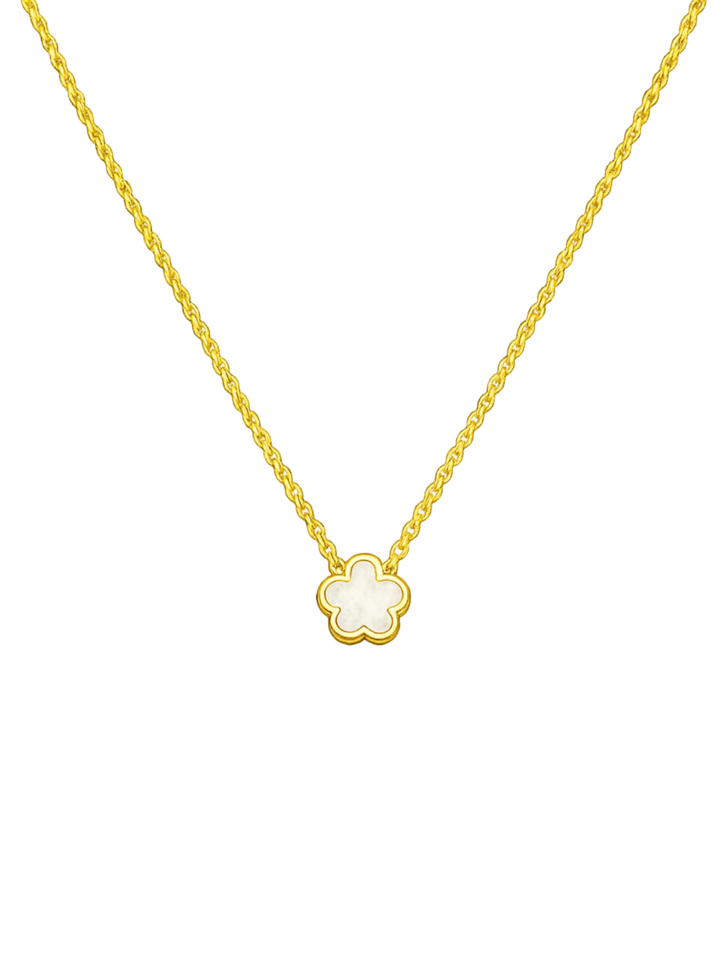 Pure Schmuck Ketting 'Clover Perlmutt' in Goud: voorkant