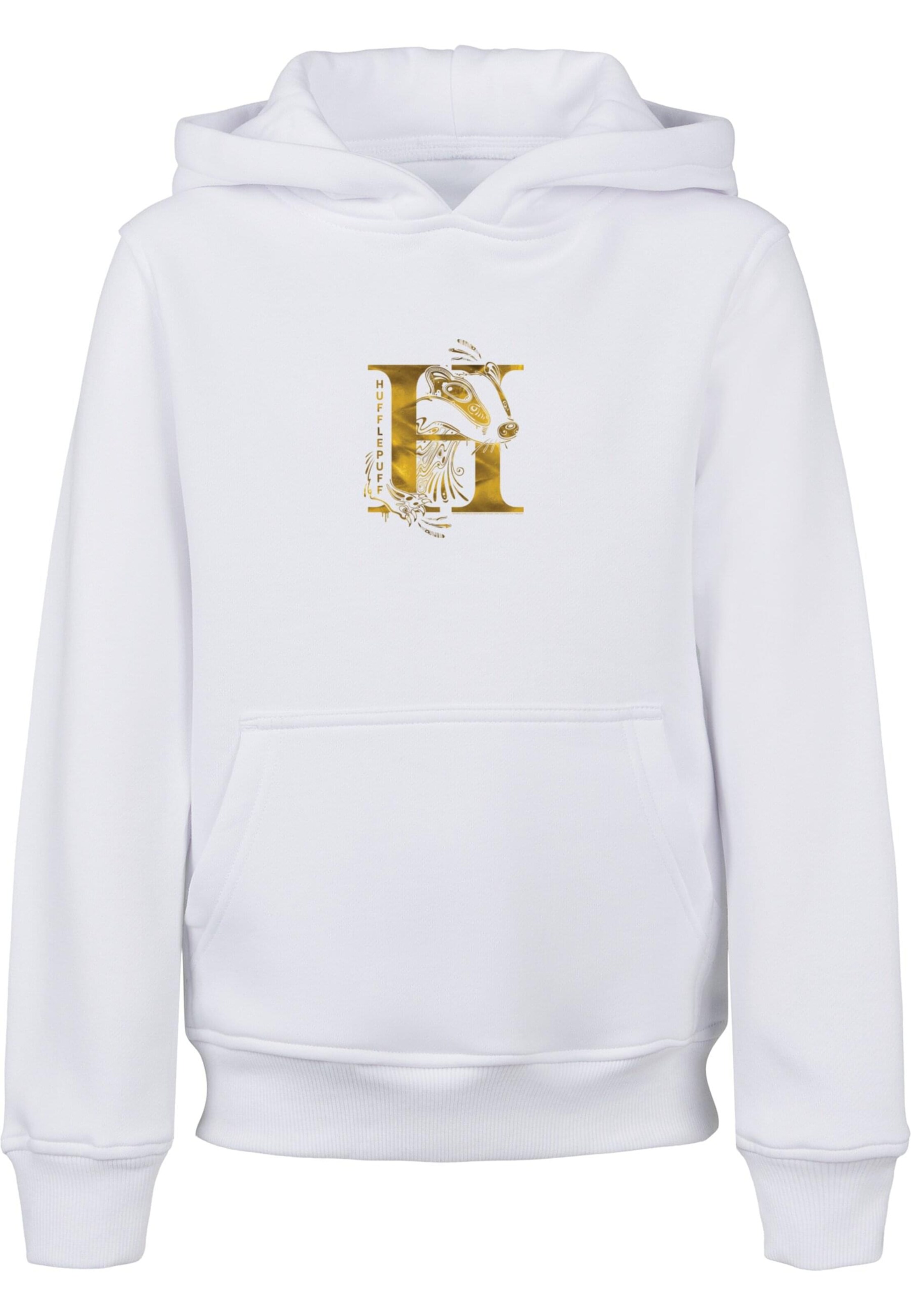 ABSOLUTE CULT Sweatshirt 'Harry Potter - Hufflepuff Badger' in Wit: voorkant