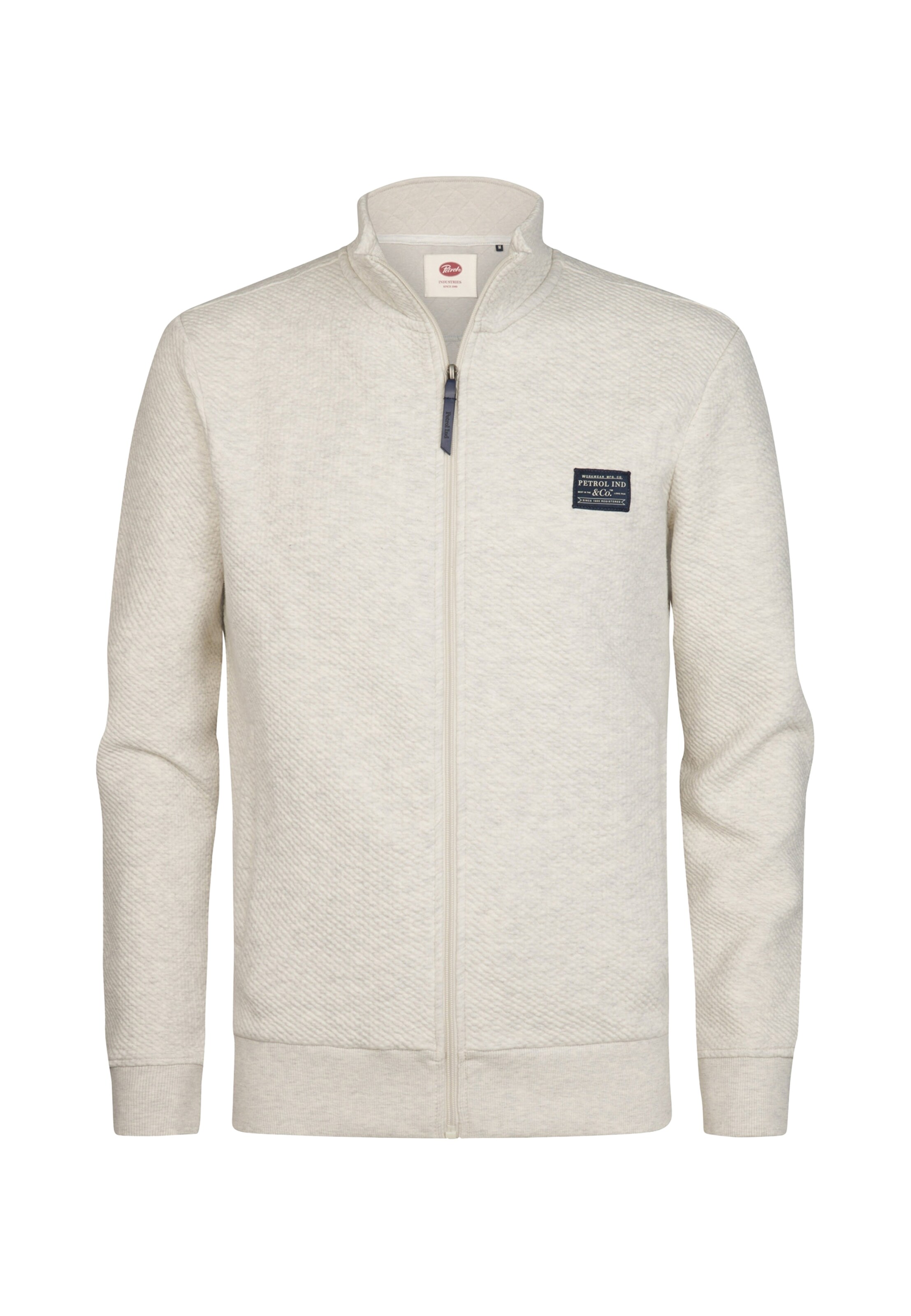 Petrol Industries - Sudadera con cremallera en blanco: frente