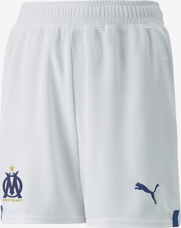 PUMA Regular Workout Pants 'Olympique de Marseille 22/23' in White: front