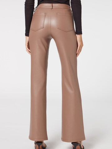 CALZEDONIA Flared Leggings 'thermo' in Brown
