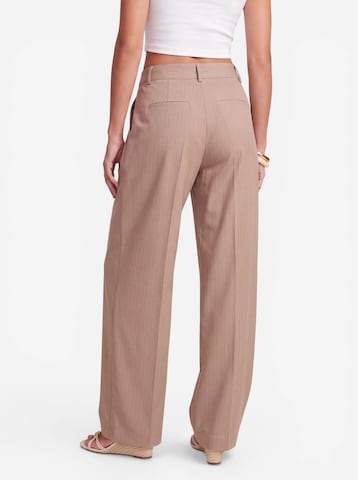 About You x Jessica Haller Loosefit Hose 'Pinstripe' in Beige