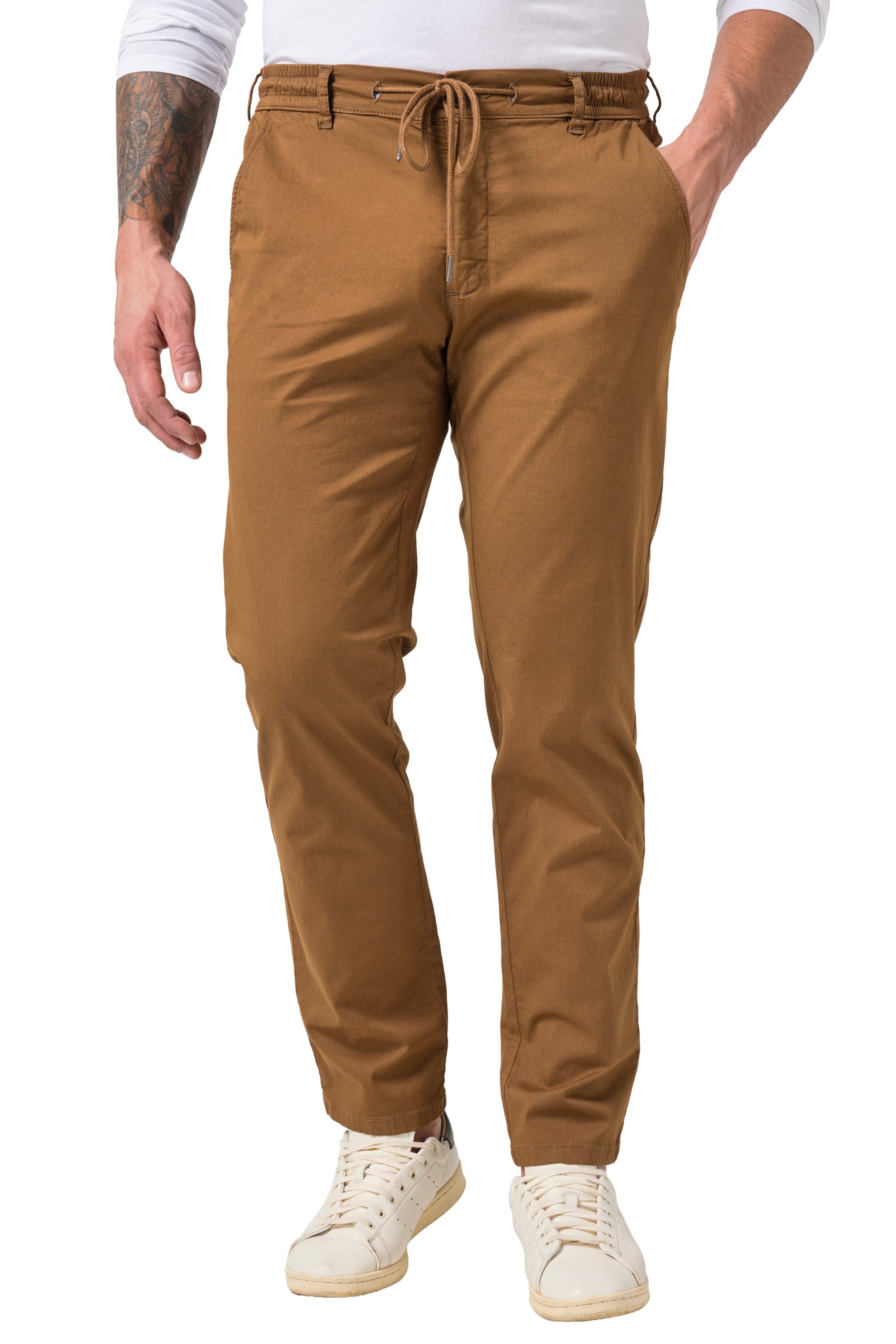 JP1880 Regular Chino in Bruin: voorkant