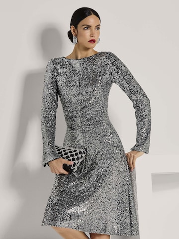 Robe de cocktail MADELEINE en gris : devant