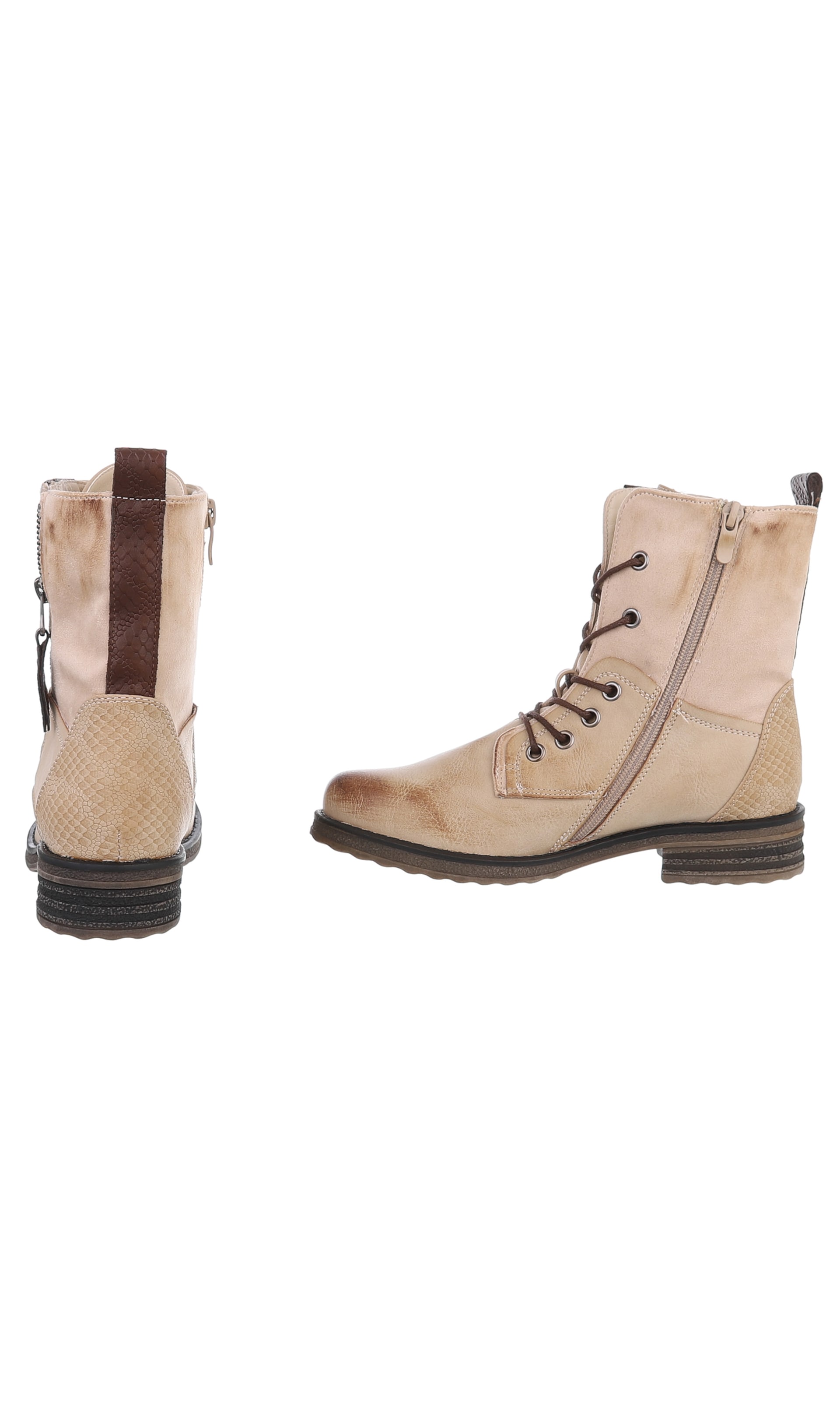 Ital-Design Schnürstiefelette in Beige