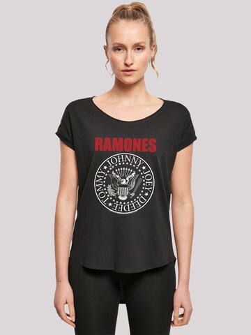 F4NT4STIC Shirt 'Ramones Rock Musik Band Red Text Seal' in Black: front