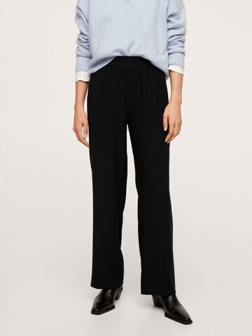 MANGO Loose fit Pleat-Front Pants in Black: front