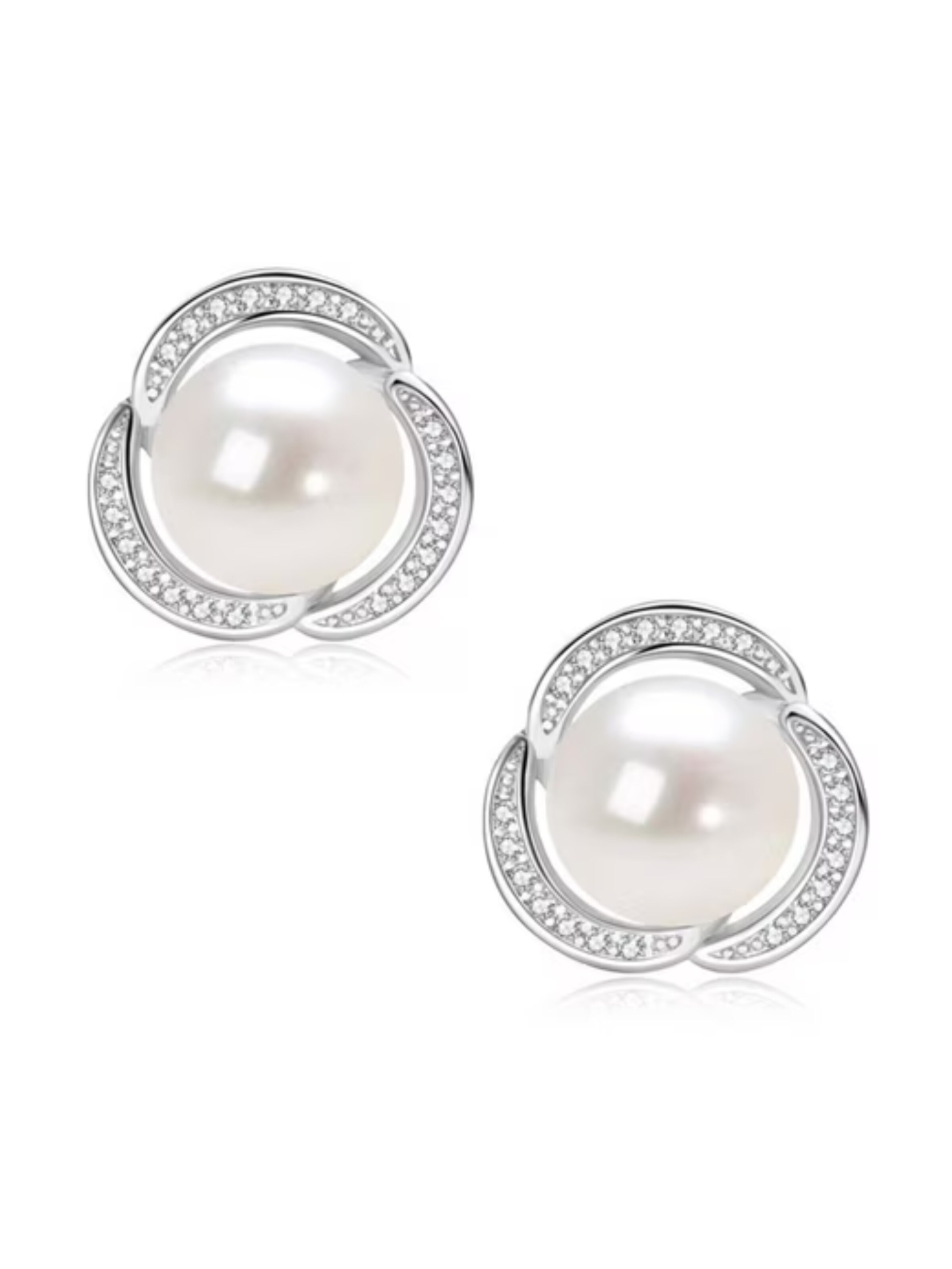 ROUGEMONT Jewellery Earrings 'Funkelnde Perlen Ohrstecker 8mm Perle' in Silver: front