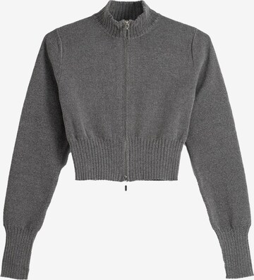 Bershka Knit Cardigan in Grey: front