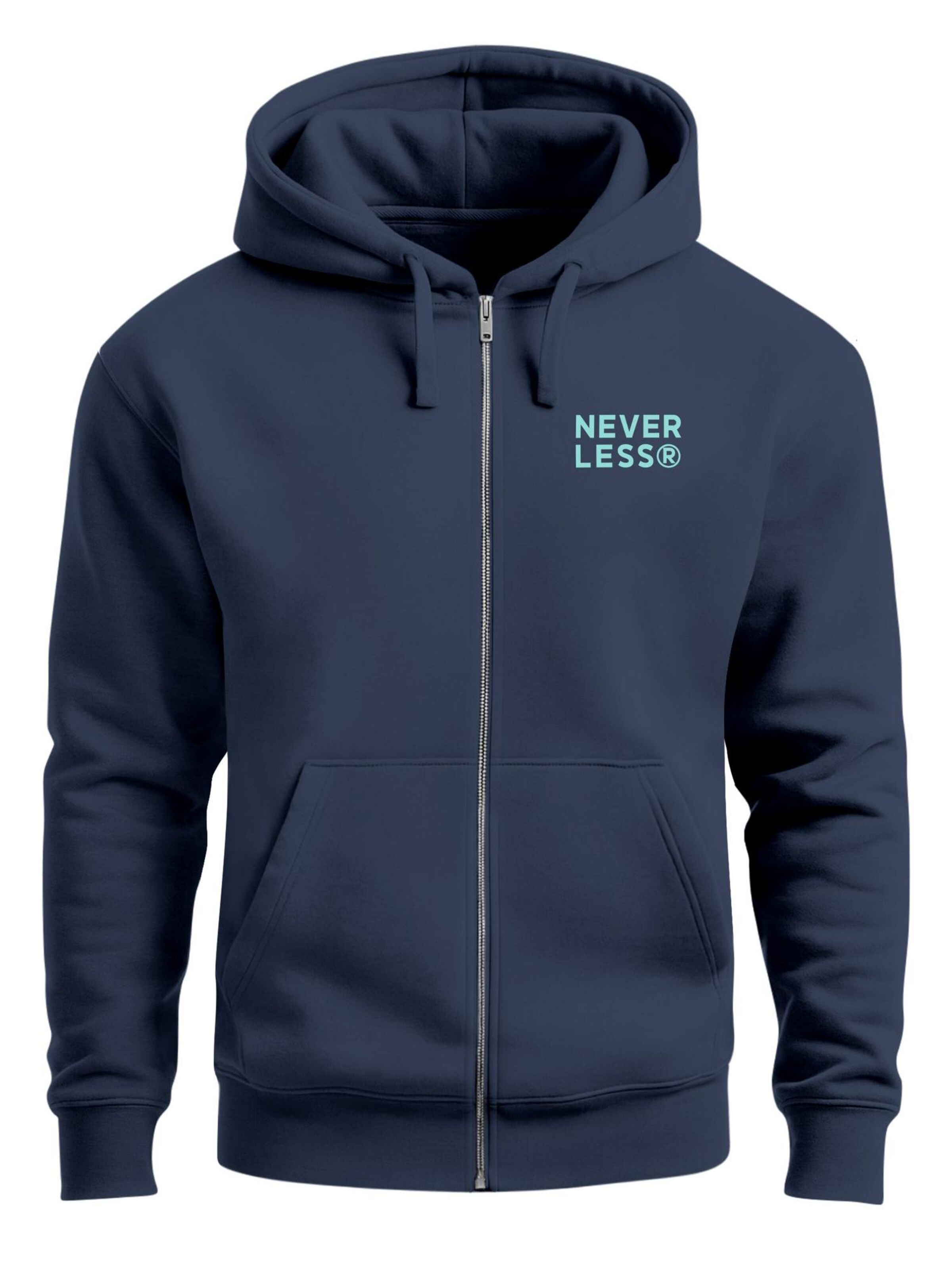 Neverless Zip-Up Hoodie 'Sun & Palms' in Blue: front