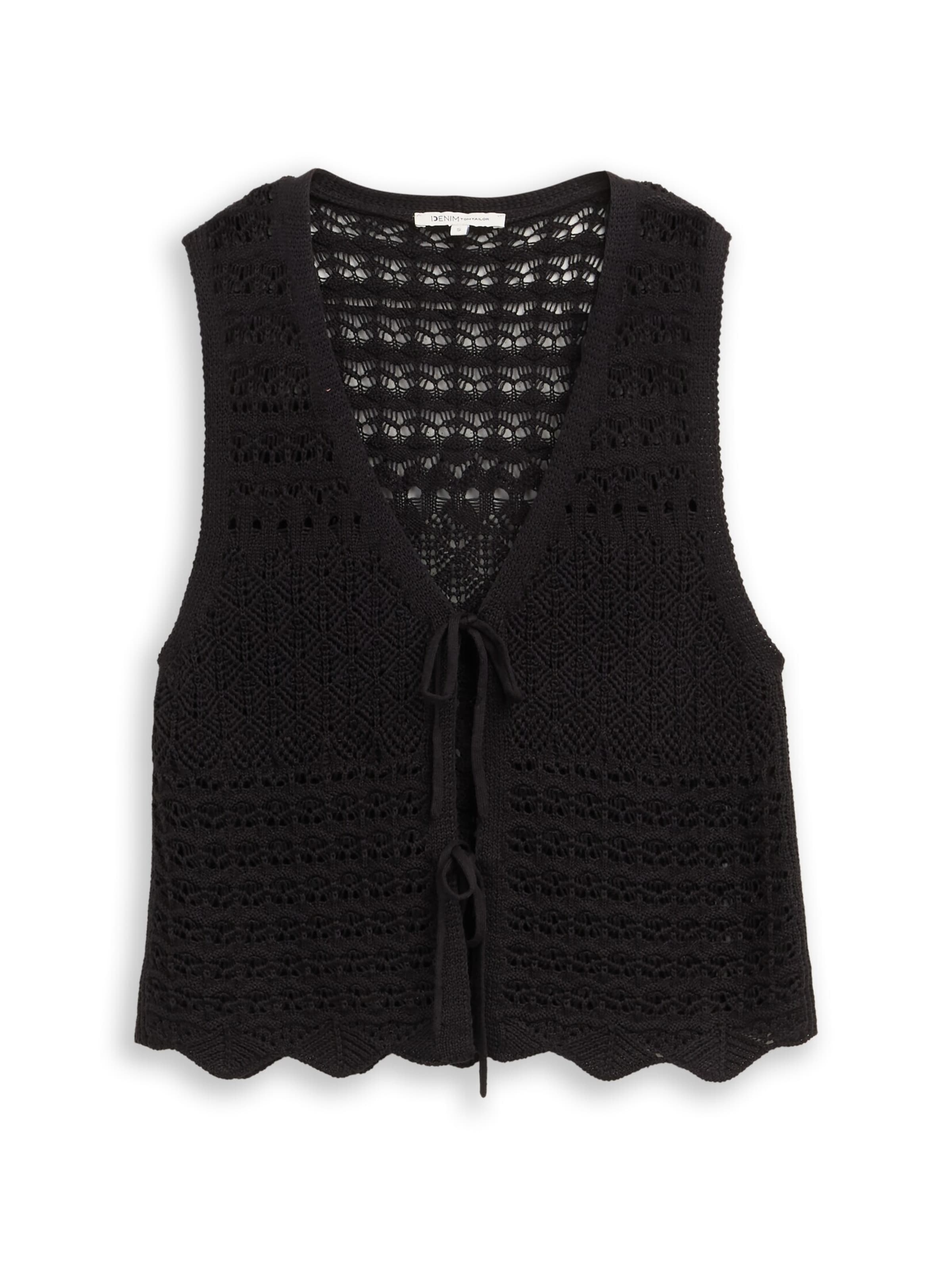 TOM TAILOR DENIM Knitted Vest in Black: front