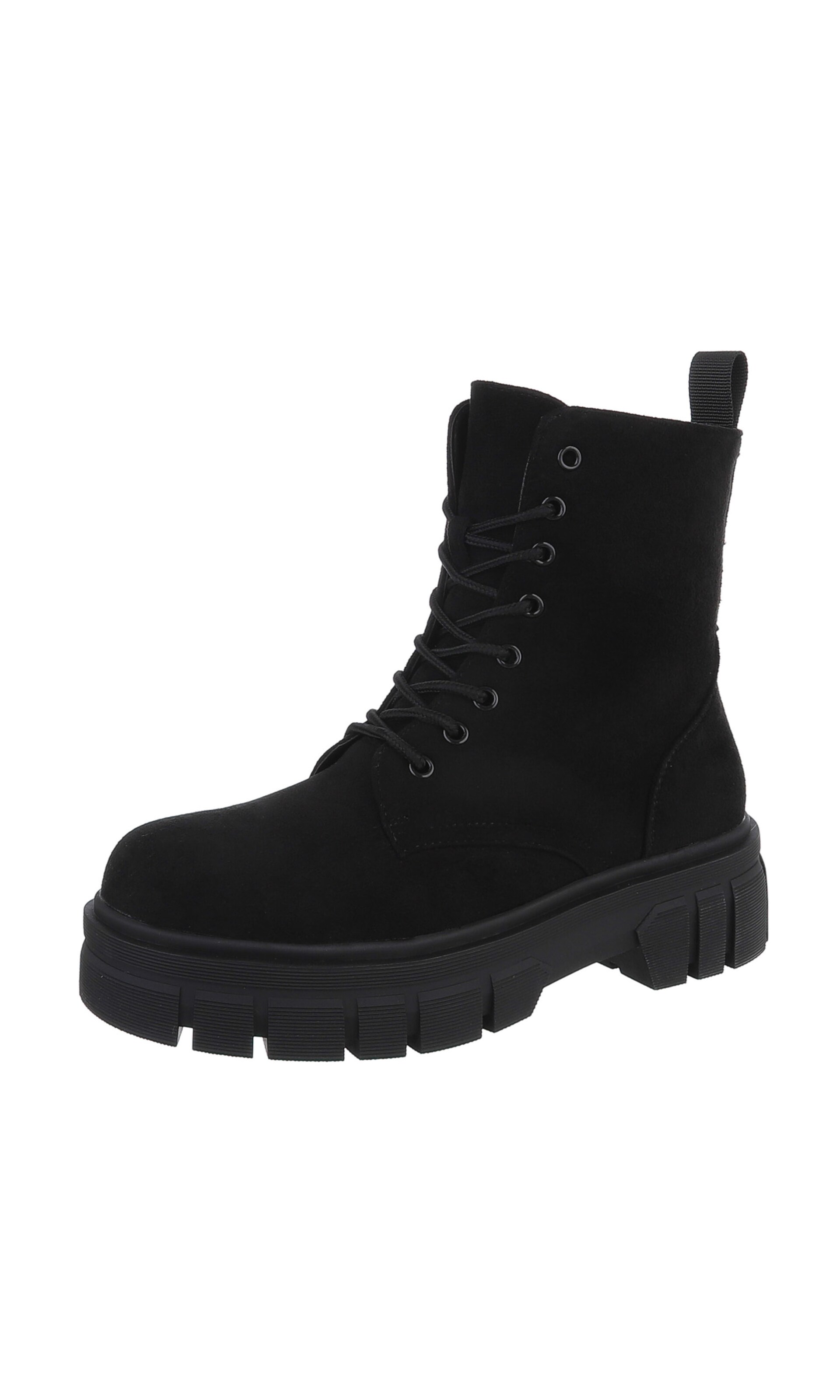 Ital-Design Schnürstiefelette in Schwarz: Vorderseite