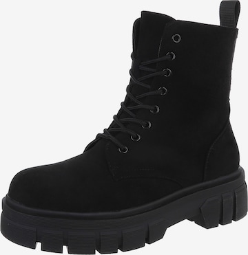 Ital-Design Schnürstiefelette in Schwarz: Vorderseite