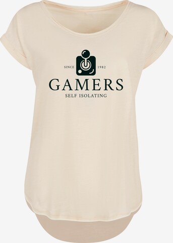 F4NT4STIC Shirt 'Retro Gaming Gamers Self Isolating' in Beige: voorkant