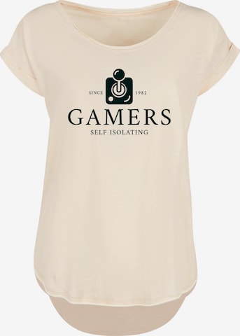 F4NT4STIC Shirt 'Retro Gaming Gamers Self Isolating' in Beige: front