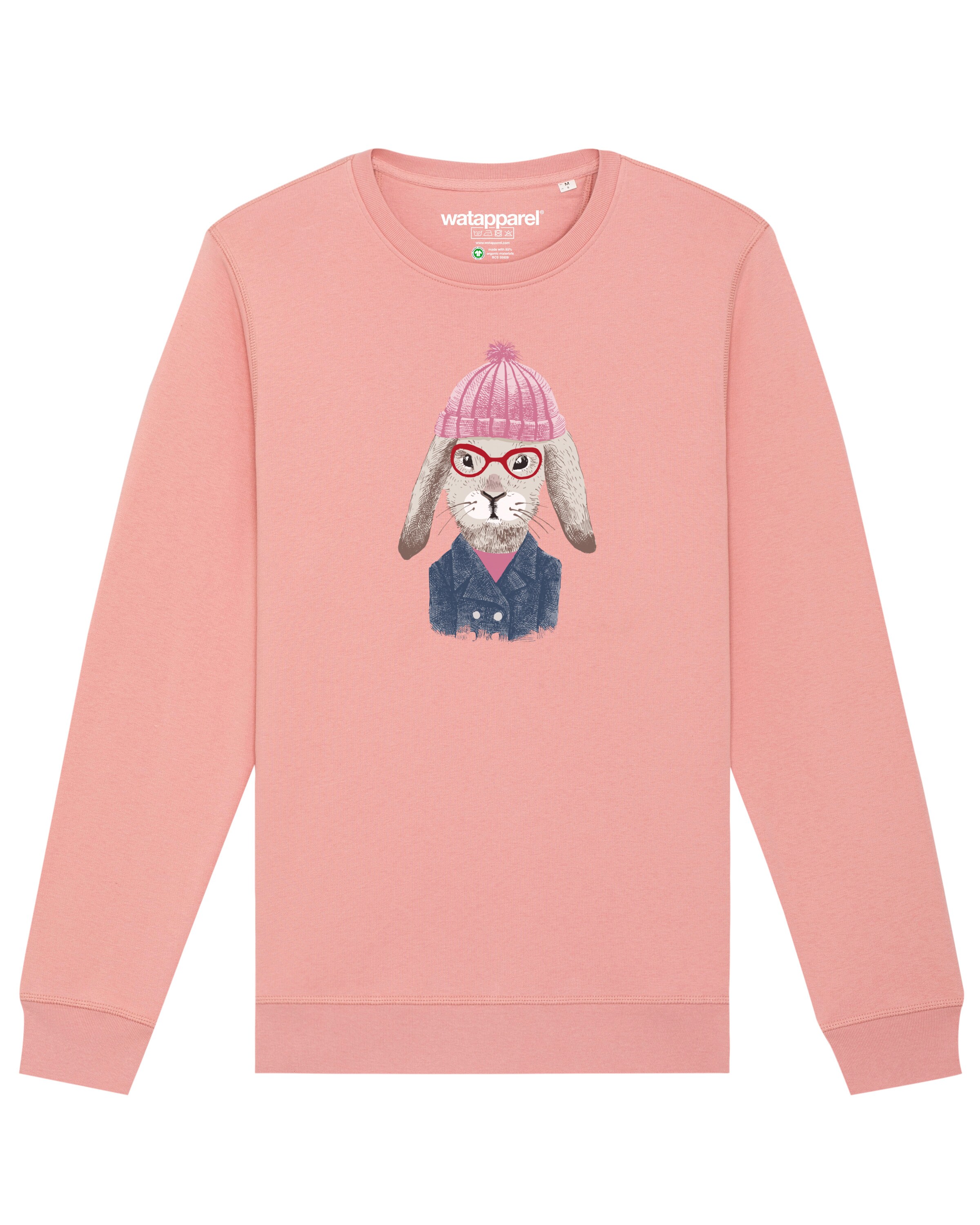 Sweat-shirt ' Hase ' Watapparel en rose : devant