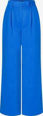 MORE & MORE Wide Leg Bukser med lægfolder i blå: forside