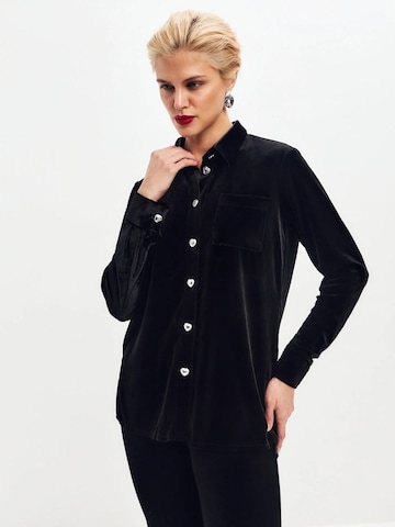Chemisier 'Velvet Shirt' Serena Silueta en noir : devant