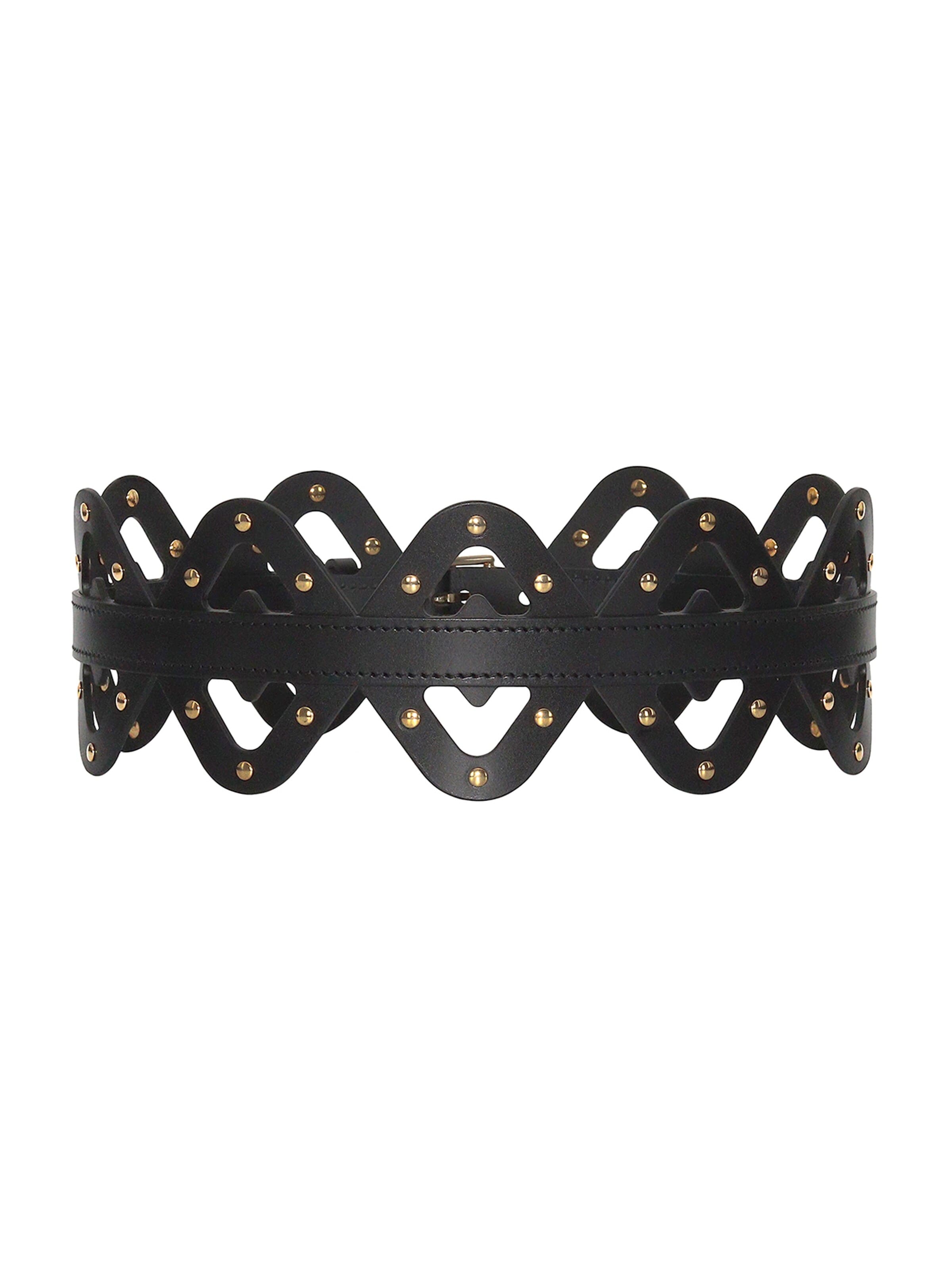 Ceinture 'Rivetted Diamond Cutout Belt' Haute Cuir en noir : devant