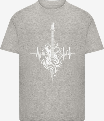 F4NT4STIC T-Shirt 'Gitarre Heartbeat' in Grau: Vorderseite