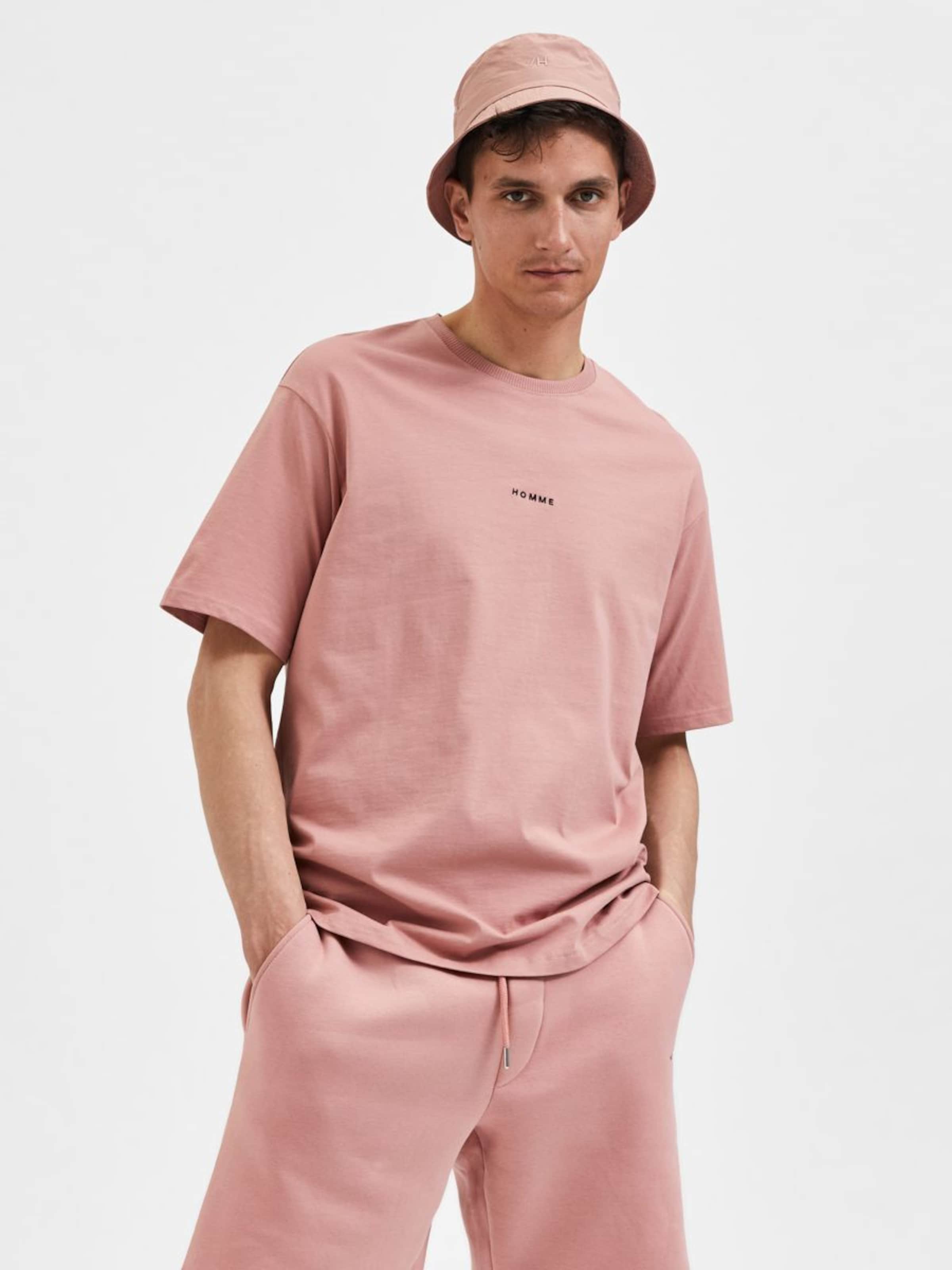 Männer Shirts SELECTED HOMME T-Shirt in Rosa - WO40376