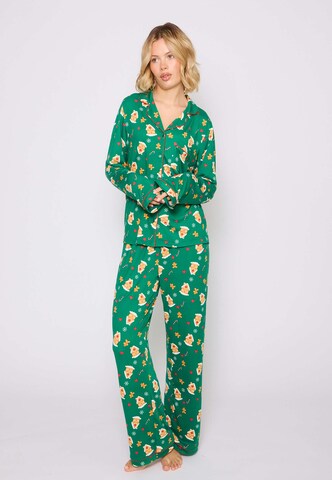 Loungeable Pyjama 'Gingerbread Button' in Grün: Vorderseite