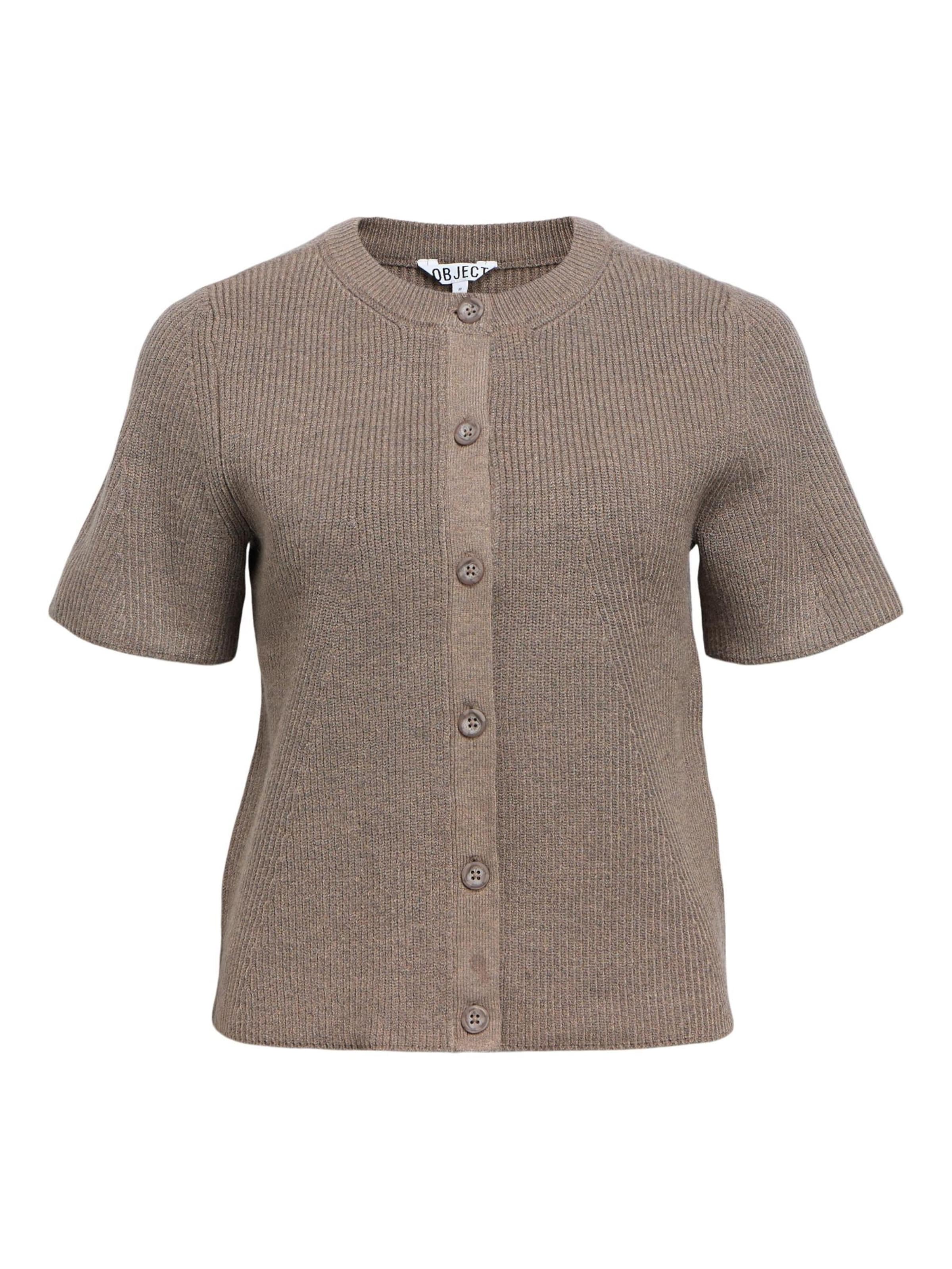 OBJECT Gebreid vest 'VIOLA' in Grijs: voorkant